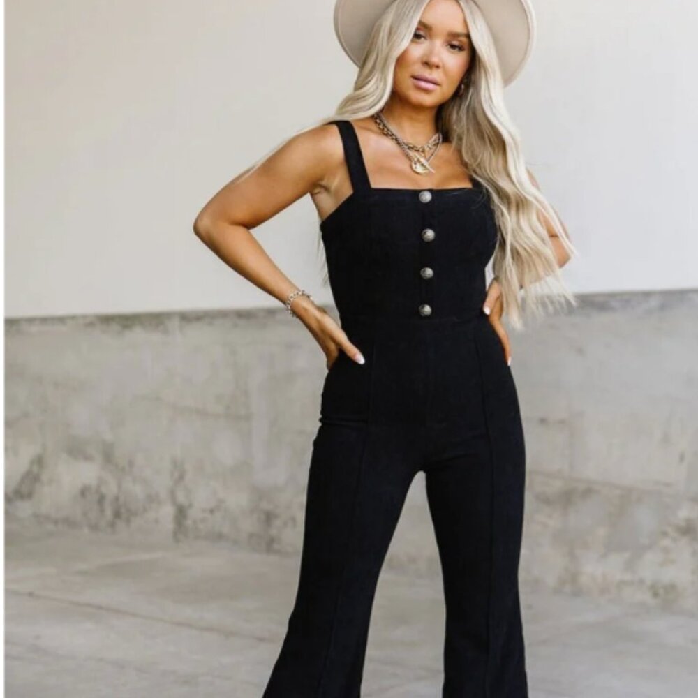 Black Corduroy Jumpsuit